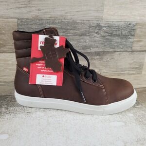 Mellow Walk Jessica Womens Safety Shoes Sz 8 M Brown Steel Toe Lace Up Sneakers